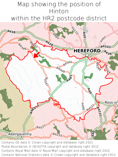 Map showing location of Hinton within HR2