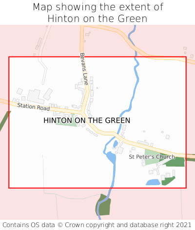 Map showing extent of Hinton on the Green as bounding box