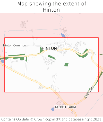 Map showing extent of Hinton as bounding box