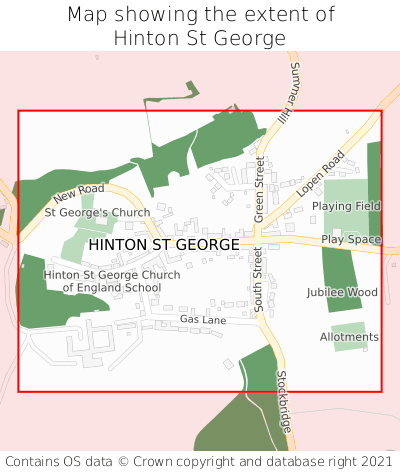 Map showing extent of Hinton St George as bounding box