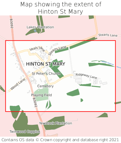 Map showing extent of Hinton St Mary as bounding box