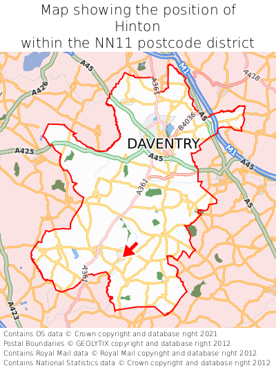 Map showing location of Hinton within NN11