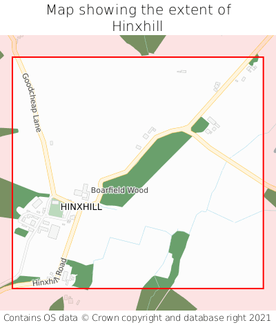 Map showing extent of Hinxhill as bounding box