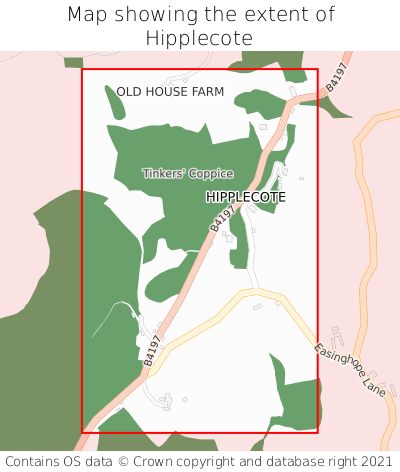 Map showing extent of Hipplecote as bounding box