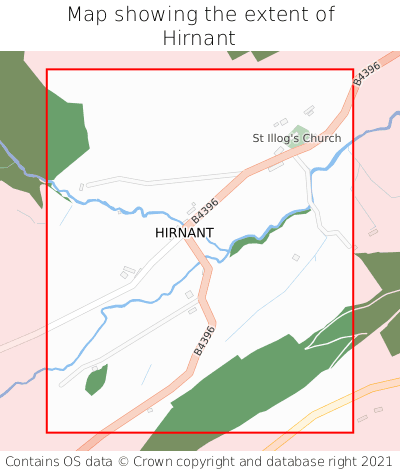 Map showing extent of Hirnant as bounding box