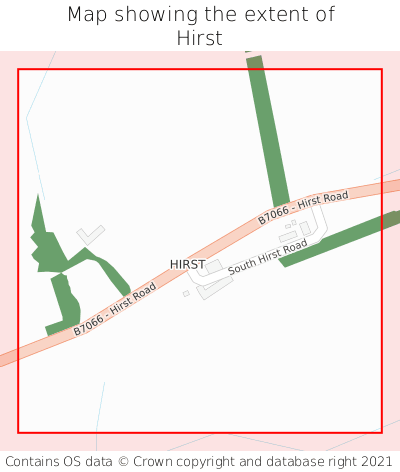 Map showing extent of Hirst as bounding box