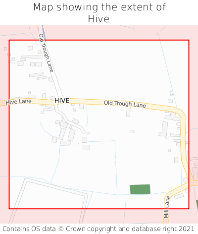 Map showing extent of Hive as bounding box