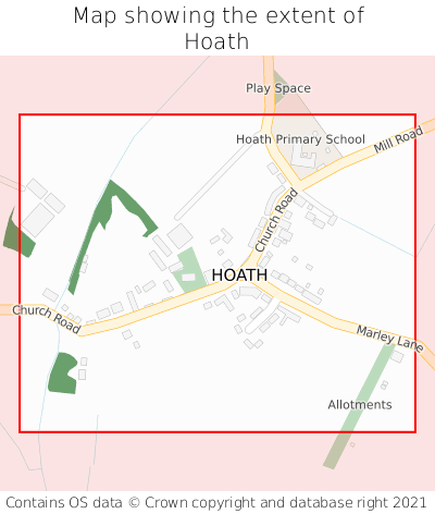 Map showing extent of Hoath as bounding box