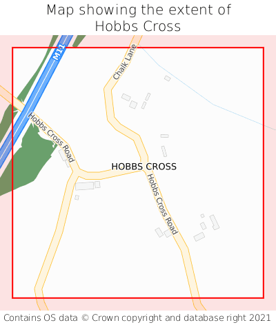 Map showing extent of Hobbs Cross as bounding box