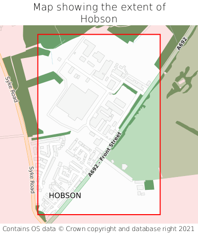 Map showing extent of Hobson as bounding box