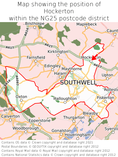 Map showing location of Hockerton within NG25