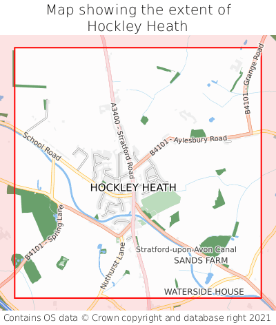 Map showing extent of Hockley Heath as bounding box