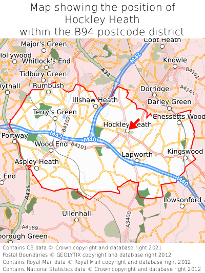Map showing location of Hockley Heath within B94