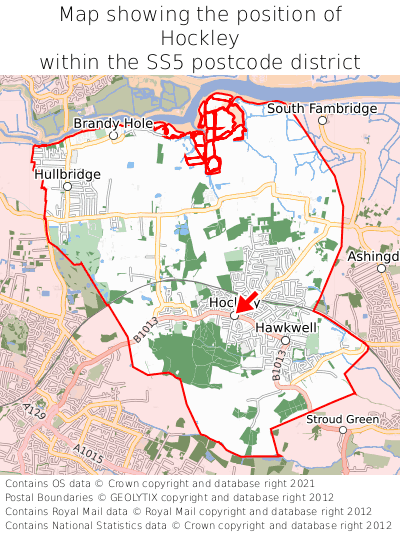 Map showing location of Hockley within SS5