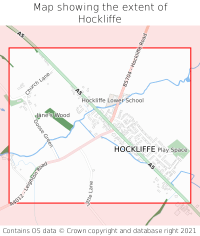 Map showing extent of Hockliffe as bounding box