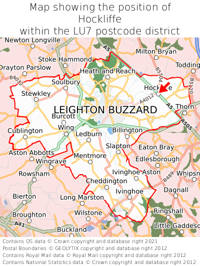 Map showing location of Hockliffe within LU7