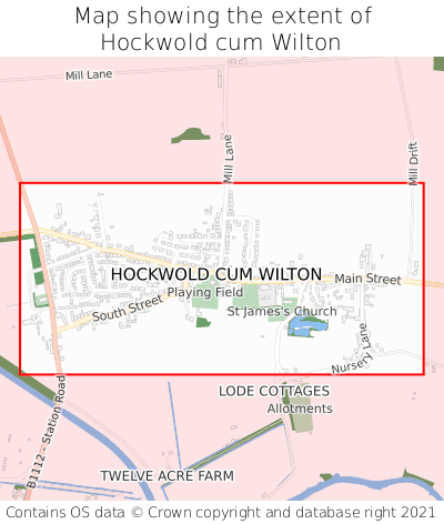 Map showing extent of Hockwold cum Wilton as bounding box