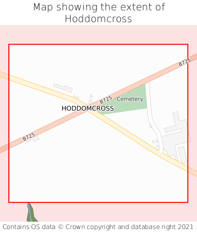 Map showing extent of Hoddomcross as bounding box