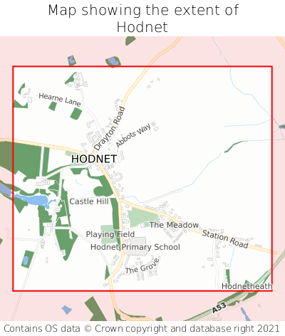 Map showing extent of Hodnet as bounding box