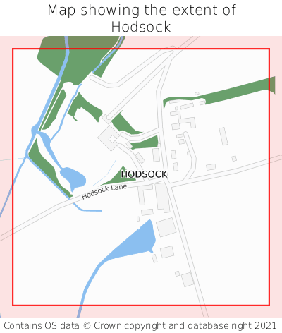 Map showing extent of Hodsock as bounding box