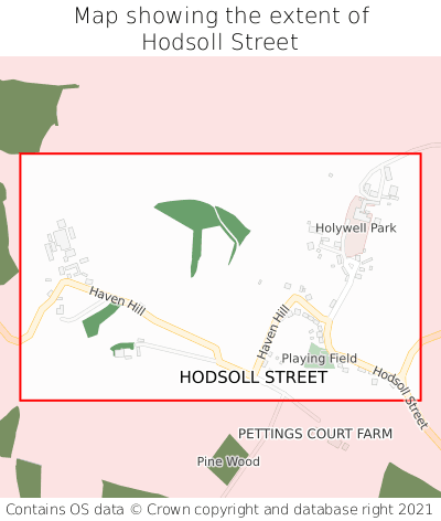 Map showing extent of Hodsoll Street as bounding box