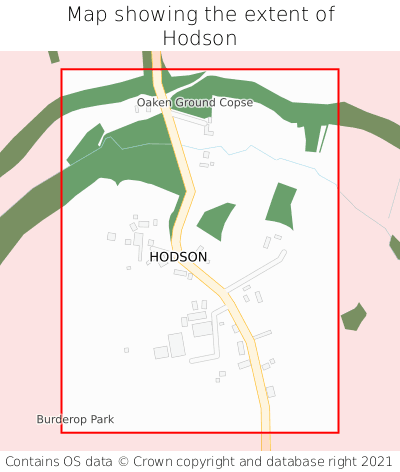 Map showing extent of Hodson as bounding box