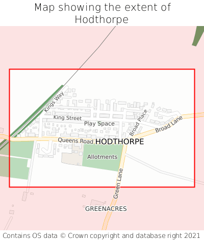 Map showing extent of Hodthorpe as bounding box
