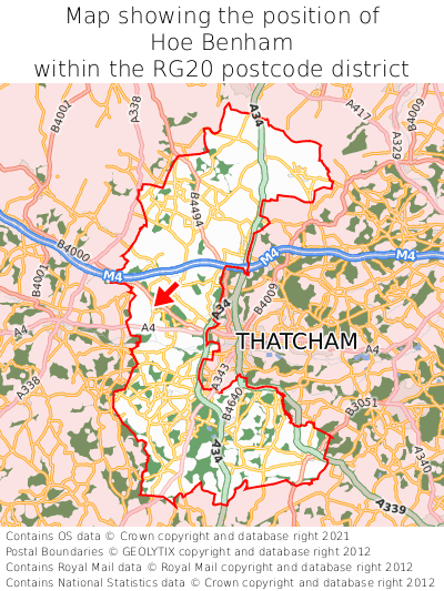 Map showing location of Hoe Benham within RG20