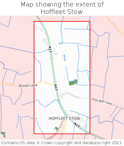 Map showing extent of Hoffleet Stow as bounding box