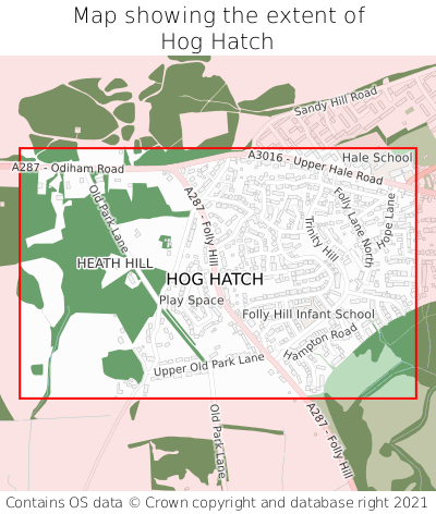 Map showing extent of Hog Hatch as bounding box