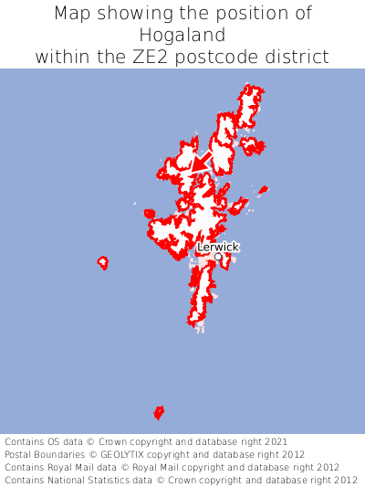 Map showing location of Hogaland within ZE2