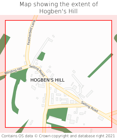 Map showing extent of Hogben's Hill as bounding box