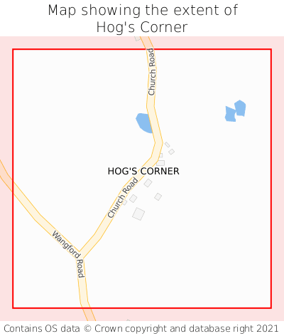 Map showing extent of Hog's Corner as bounding box