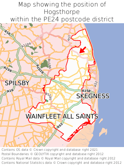 Map showing location of Hogsthorpe within PE24