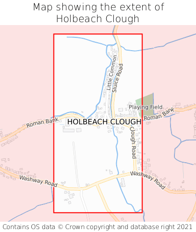 Map showing extent of Holbeach Clough as bounding box