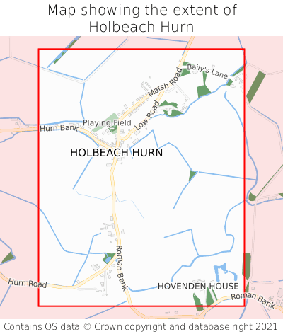 Map showing extent of Holbeach Hurn as bounding box