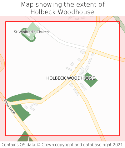 Map showing extent of Holbeck Woodhouse as bounding box