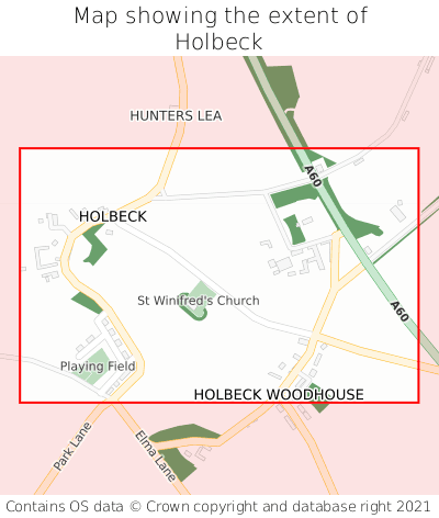 Map showing extent of Holbeck as bounding box