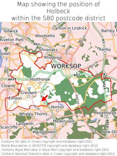 Map showing location of Holbeck within S80