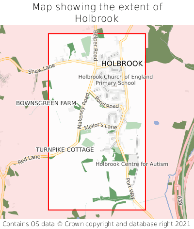Map showing extent of Holbrook as bounding box