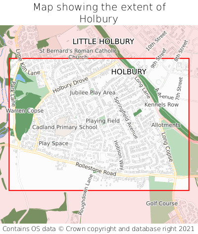 Map showing extent of Holbury as bounding box