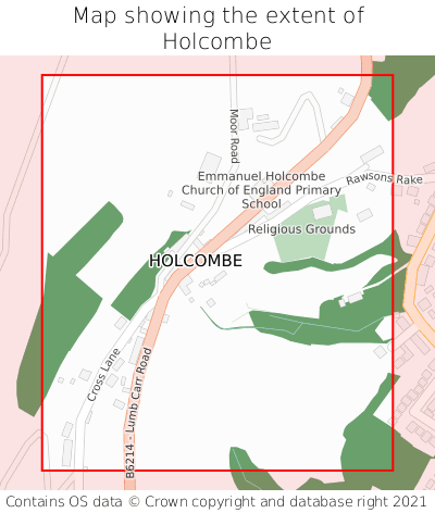 Map showing extent of Holcombe as bounding box