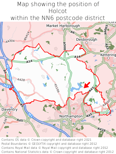 Map showing location of Holcot within NN6