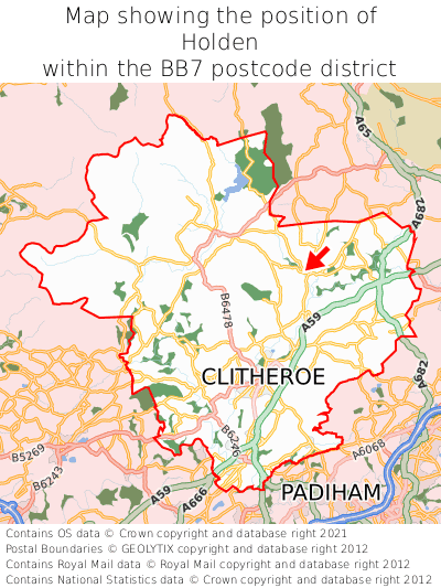 Map showing location of Holden within BB7