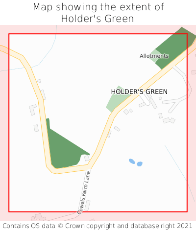 Map showing extent of Holder's Green as bounding box