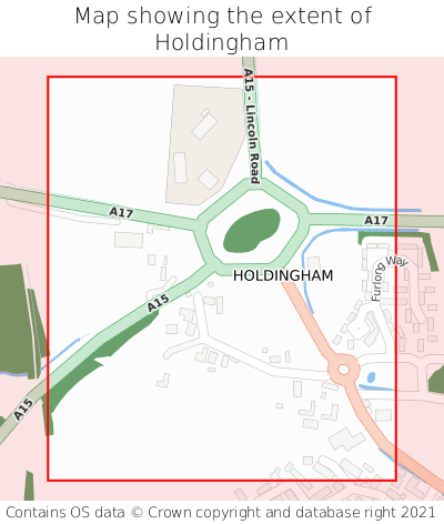 Map showing extent of Holdingham as bounding box