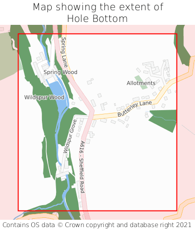 Map showing extent of Hole Bottom as bounding box