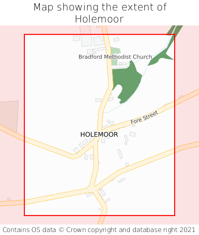 Map showing extent of Holemoor as bounding box
