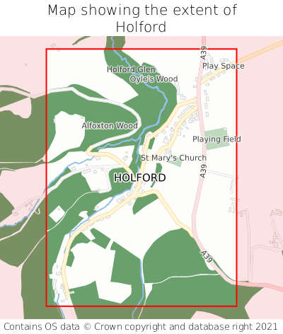 Map showing extent of Holford as bounding box