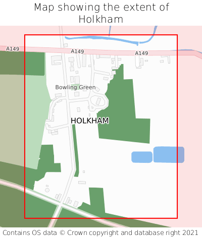 Map showing extent of Holkham as bounding box